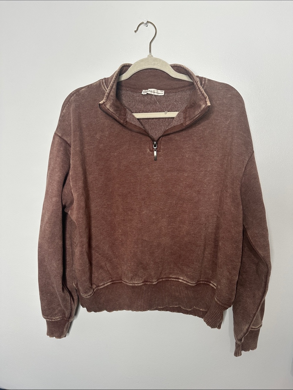 Men's Brown Quarter-Zip Pullover Sweater
